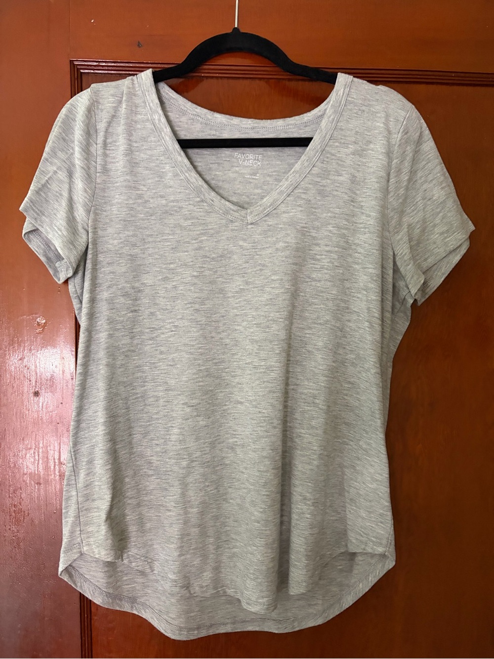 Kohl's Favorite V-Neck Short Sleeve Tee - Light Gray